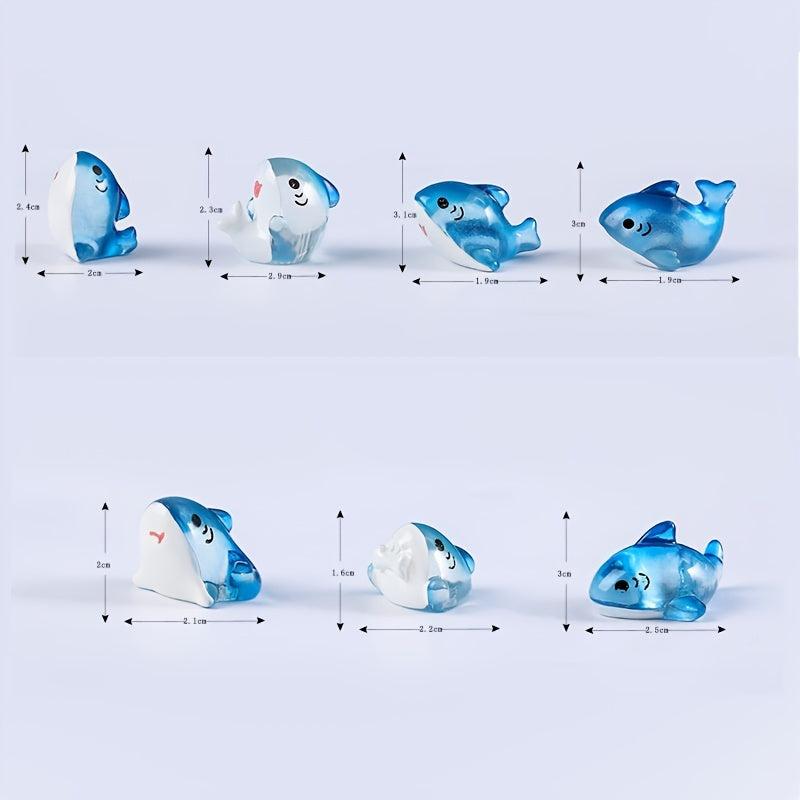 10pcs Mixed Luminous Shark Ornaments Aquarium Micro Landscape Fish Tank Glow In