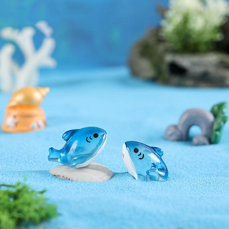 10pcs Mixed Luminous Shark Ornaments Aquarium Micro Landscape Fish Tank Glow In