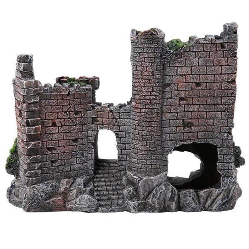 Castle Shape Fish Tank Ornament Resin Rockery Aquarium Decor