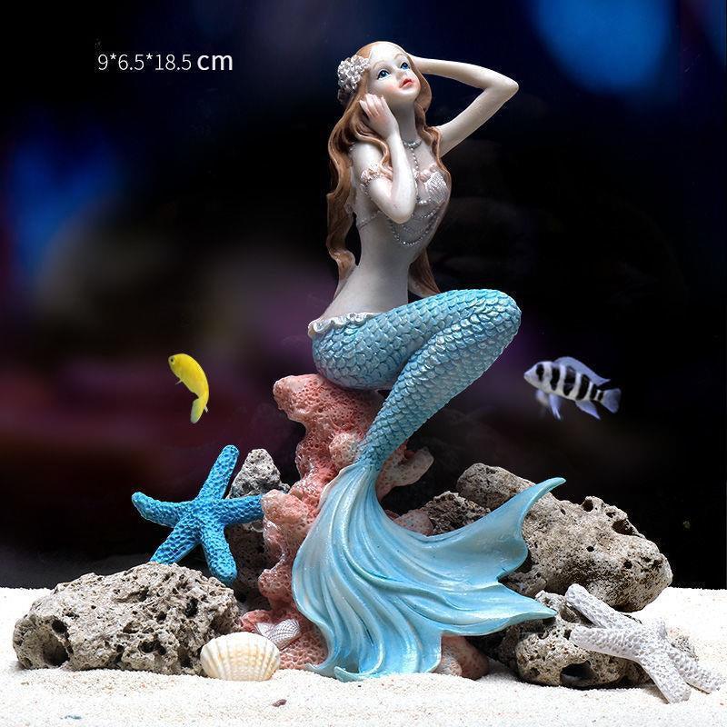 Mermaid Princess Statue Fish Tank Decoration
