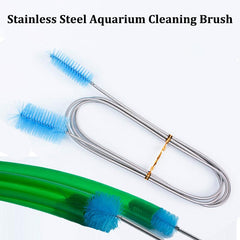 Aquarium Cleaning Brush Stainless Steel Flexible Tube