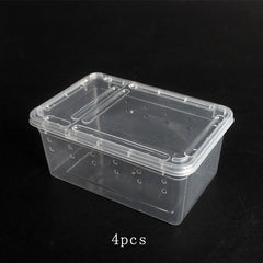 4PCS Reptile Feeding Box for Geckos Spiders Scorpions Tortoises