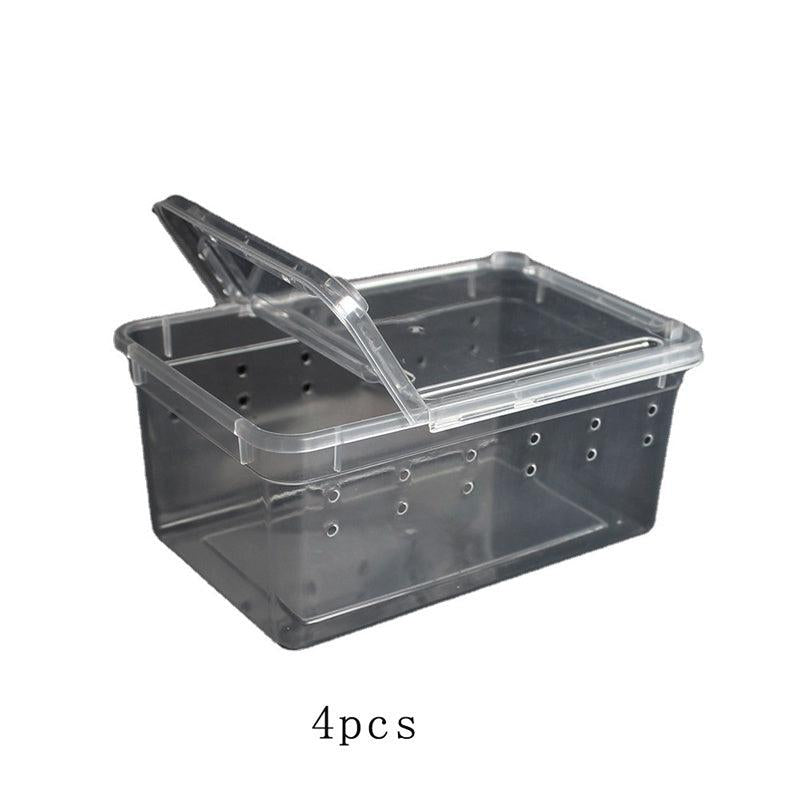4PCS Reptile Feeding Box for Geckos Spiders Scorpions Tortoises