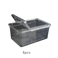 4PCS Reptile Feeding Box for Geckos Spiders Scorpions Tortoises