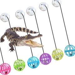 Bearded Dragon Toy Bell Ball with Suction Cup and Rope