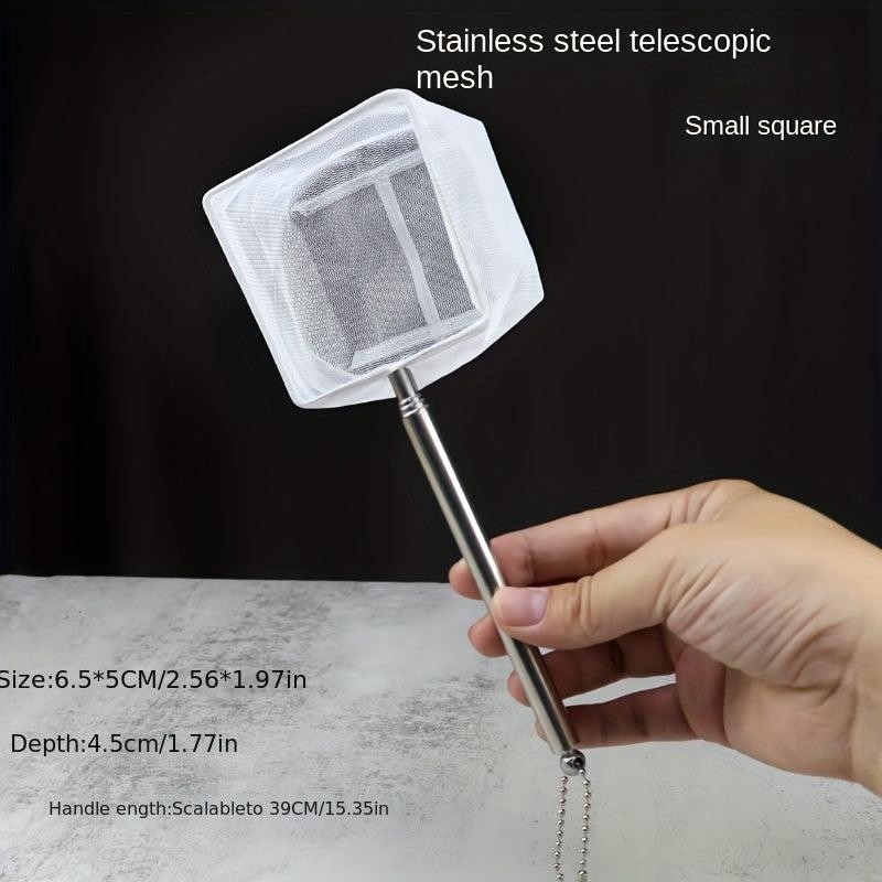 Mini Fishing Net Stainless Steel Telescopic Handle Fine Eye Round Small Fishing