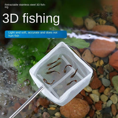 Mini Fishing Net Stainless Steel Telescopic Handle Fine Eye Round Small Fishing