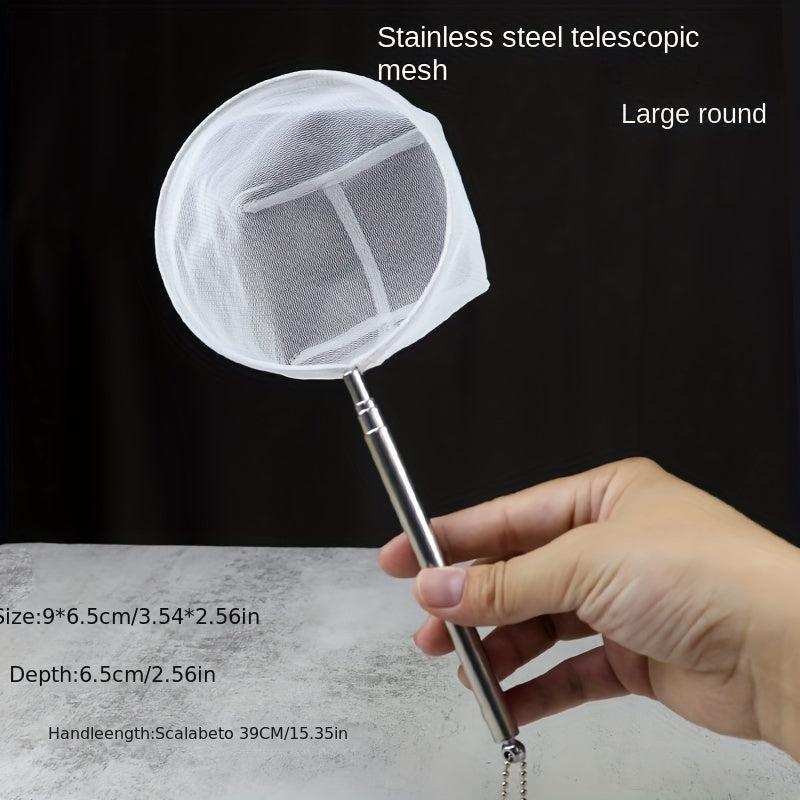 Mini Fishing Net Stainless Steel Telescopic Handle Fine Eye Round Small Fishing