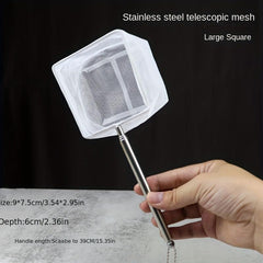 Mini Fishing Net Stainless Steel Telescopic Handle Fine Eye Round Small Fishing