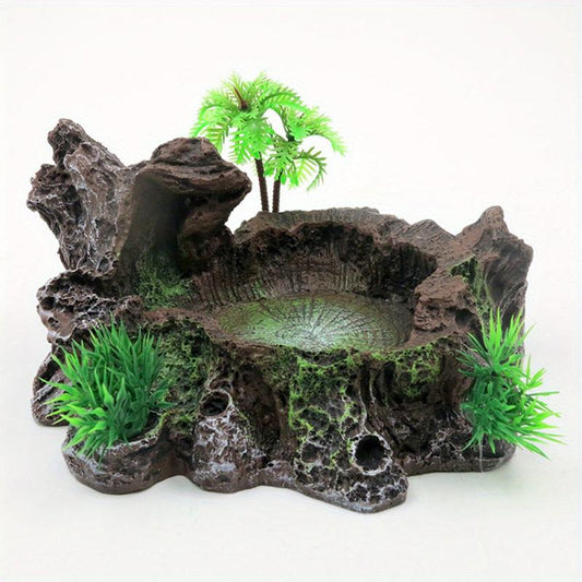Durable Reptile Feeding Plate with Creative Water Basin