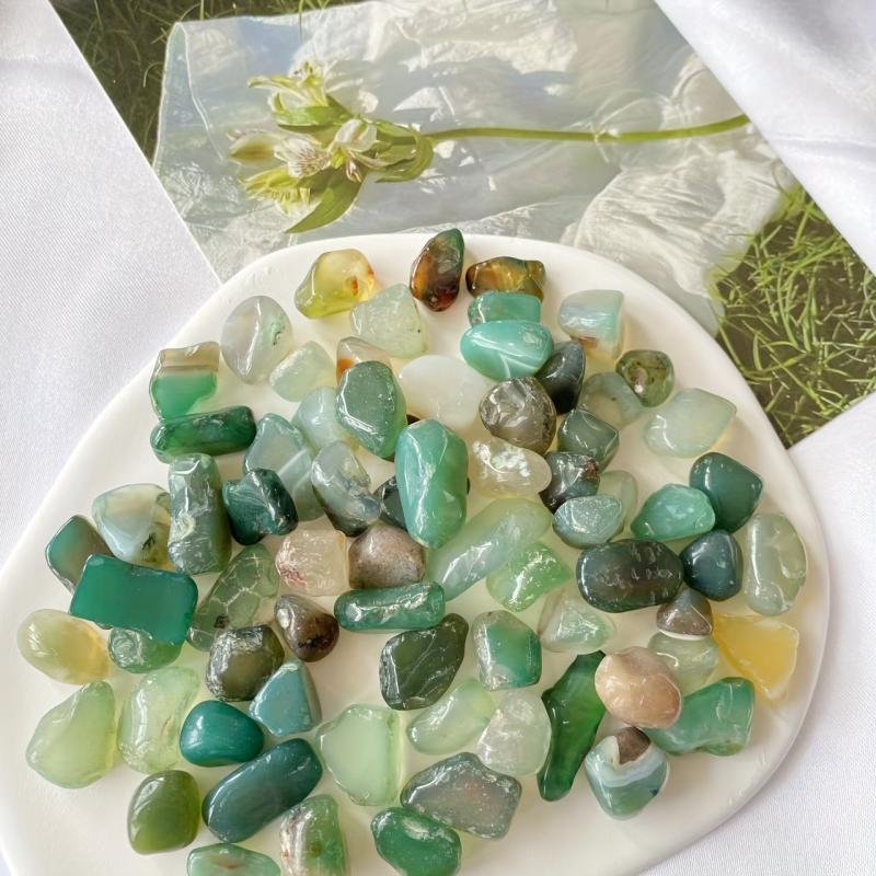 100g Natural Green Agate Stone Fish Tank Decoration Random Shape