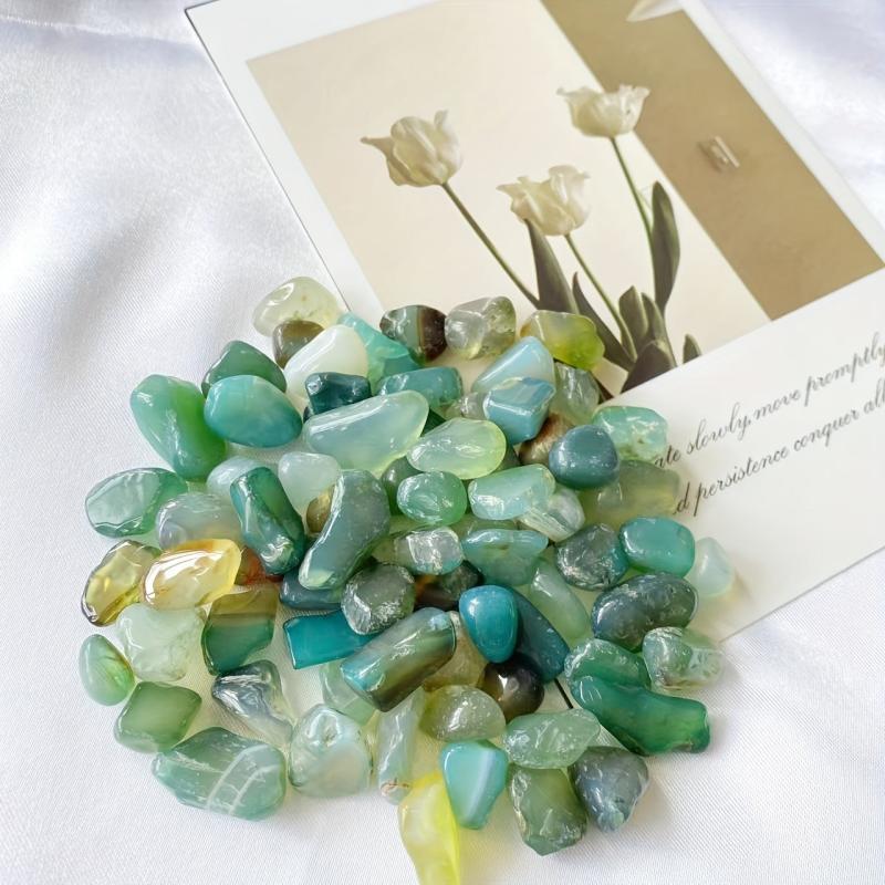 100g Natural Green Agate Stone Fish Tank Decoration Random Shape