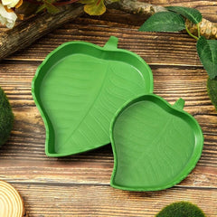 2pcs Leaf Shape Reptile Food Water Bowl Plate Dish for Tortoise Corn Snake Crawl