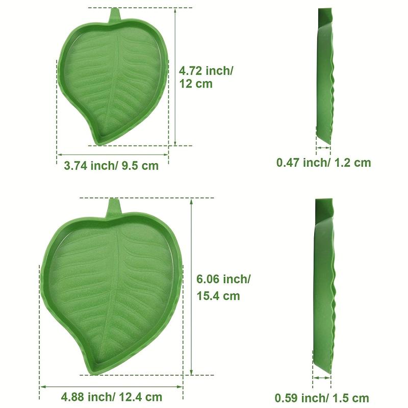 2pcs Leaf Shape Reptile Food Water Bowl Plate Dish for Tortoise Corn Snake Crawl