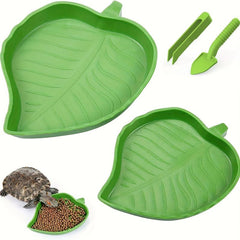 2pcs Leaf Shape Reptile Food Water Bowl Plate Dish for Tortoise Corn Snake Crawl