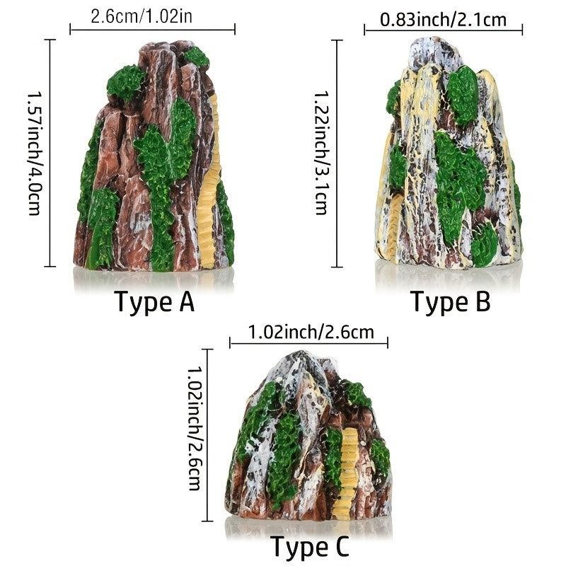 4pcs Aquarium Mountain Ornament Resin Fish Tank Decoration