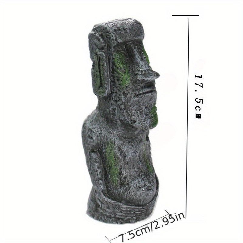Aquarium Easter Island Statue Resin Pipe Fish Tank Decor Small Landscape