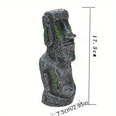 Aquarium Easter Island Statue Resin Pipe Fish Tank Decor Small Landscape