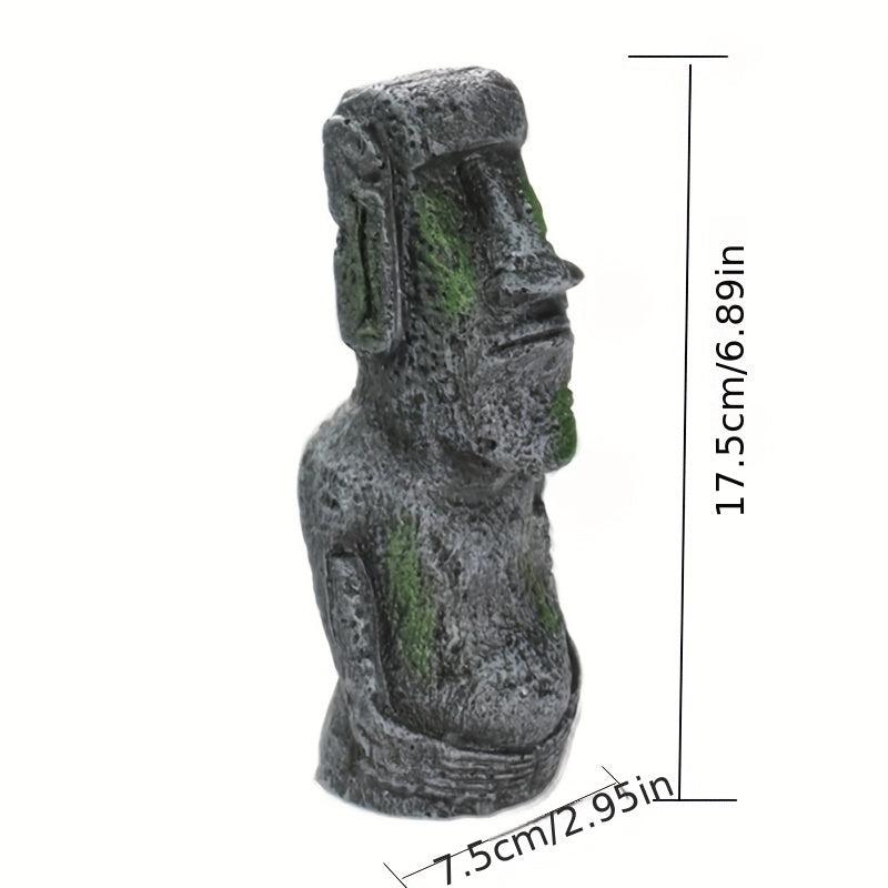 Aquarium Easter Island Statue Resin Pipe Fish Tank Decor Small Landscape