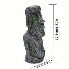 Aquarium Easter Island Statue Resin Pipe Fish Tank Decor Small Landscape