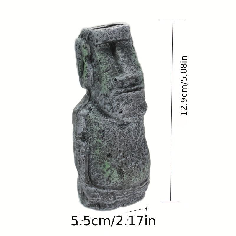 Aquarium Easter Island Statue Resin Pipe Fish Tank Decor Small Landscape