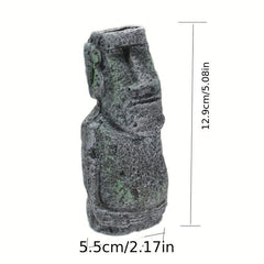 Aquarium Easter Island Statue Resin Pipe Fish Tank Decor Small Landscape