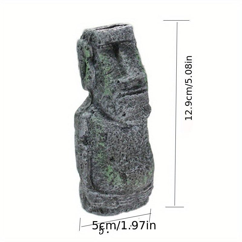 Aquarium Easter Island Statue Resin Pipe Fish Tank Decor Small Landscape