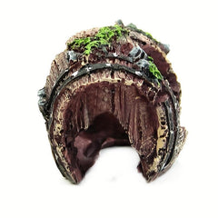 Wine Barrel Fish Hideaway Cave Aquarium Decor Resin Crafts