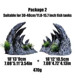 2pcs Fish Tank Resin Rockery Decoration Stone Rock for Aquarium