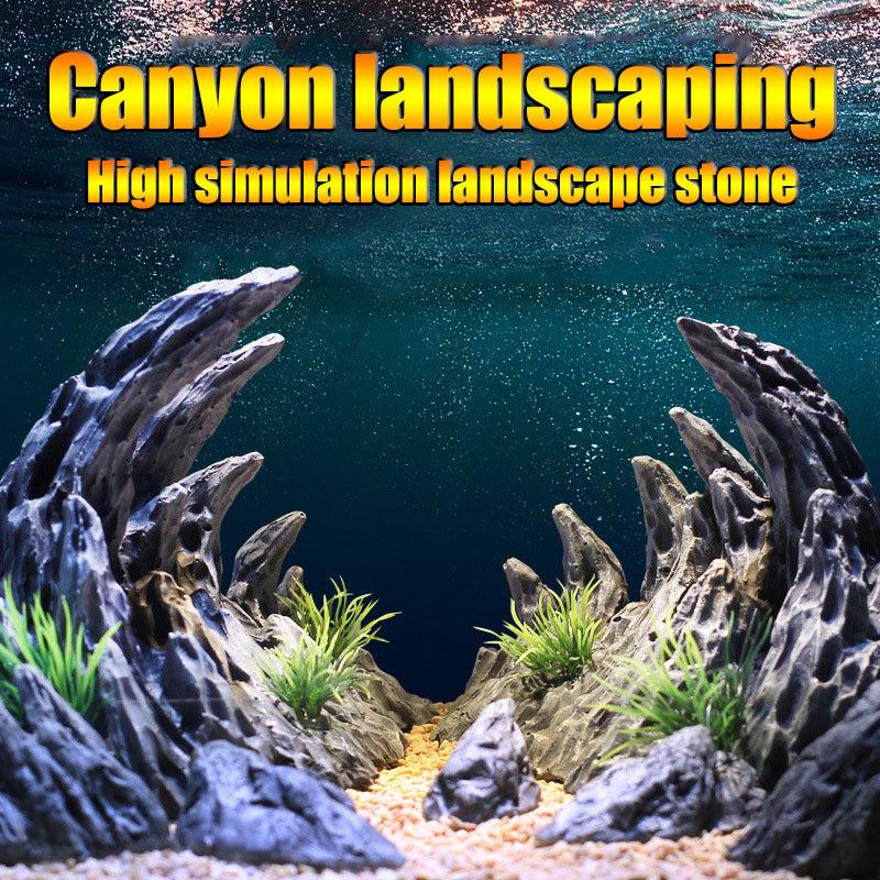 2pcs Fish Tank Resin Rockery Decoration Stone Rock for Aquarium