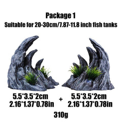 2pcs Fish Tank Resin Rockery Decoration Stone Rock for Aquarium