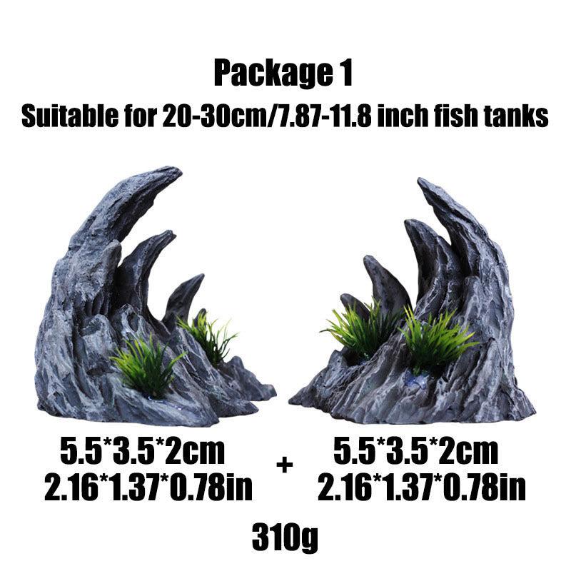 2pcs Fish Tank Resin Rockery Decoration Stone Rock for Aquarium