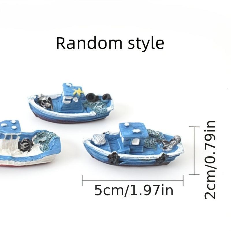Mini Fishing Boats Water Resin Boat Micro Landscape Aquarium Accessories