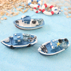 Mini Fishing Boats Water Resin Boat Micro Landscape Aquarium Accessories
