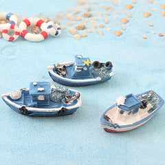 Mini Fishing Boats Water Resin Boat Micro Landscape Aquarium Accessories