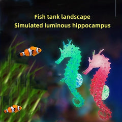 Glowing Silicone Seahorse Decorations for Aquariums