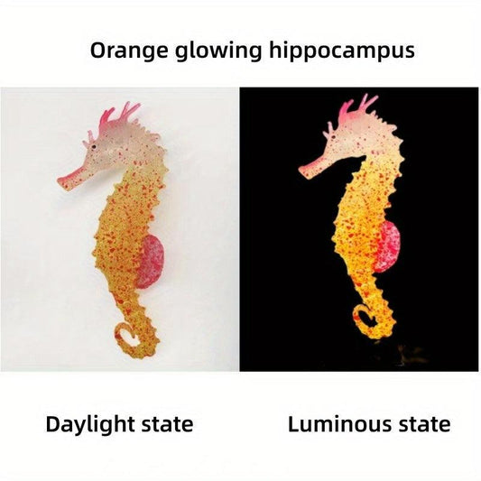 Glowing Silicone Seahorse Decorations for Aquariums