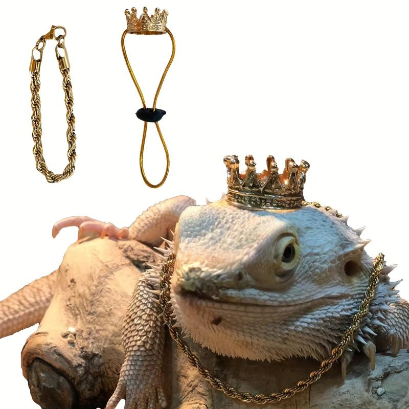2 Piece Bearded Dragon Outfit Crown & Necklace for Halloween