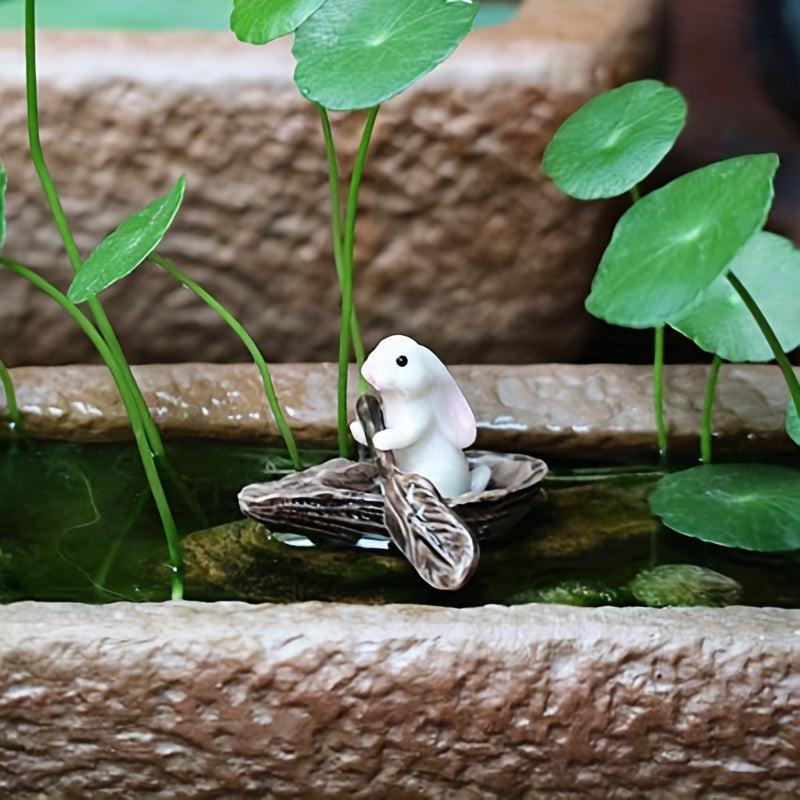 Rabbit Rowing Boat Aquarium Decoration Fish Shrimp Shelter