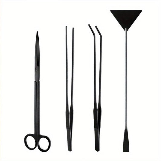 Aquascaping Tool Kit Long Stainless Steel Tweezers Scissors Spatula