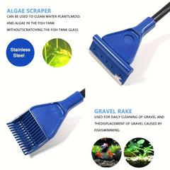 Professional Aquarium Cleaning Kit 5-in-1 Fish Net Gravel Rake