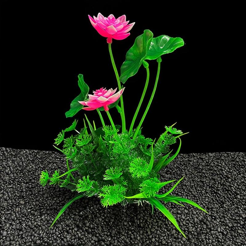 Artificial Lotus Fish Tank Ornament Plastic Plants Decoration