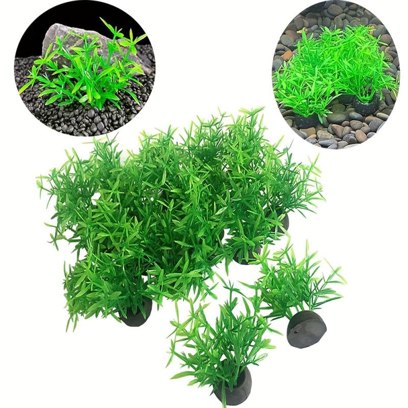 5pcs Pet Aquarium Plants Small Plastic Artificial Mini Grass Set