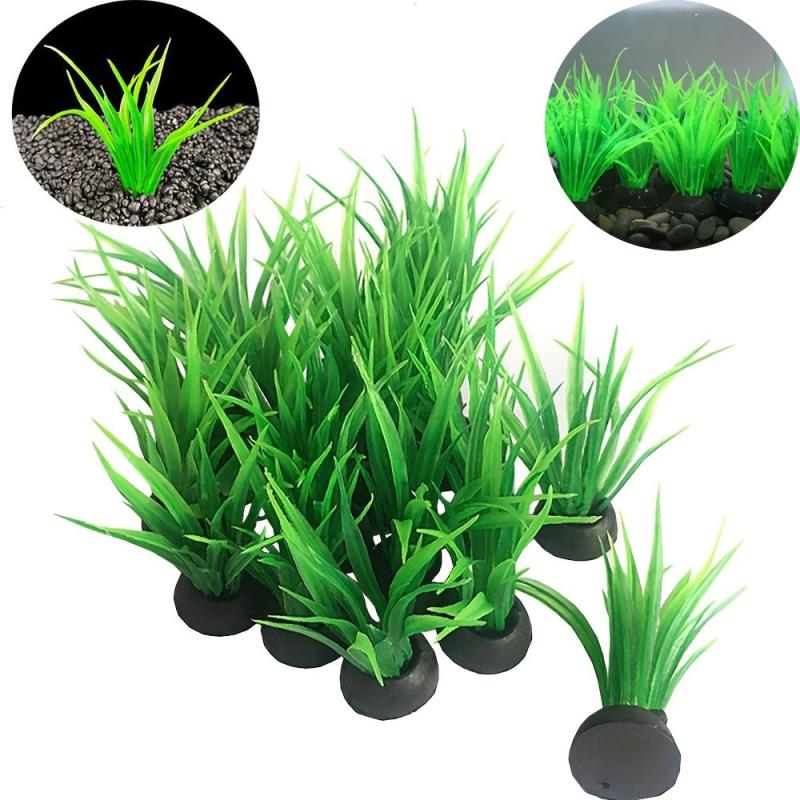 5pcs Pet Aquarium Plants Small Plastic Artificial Mini Grass Set