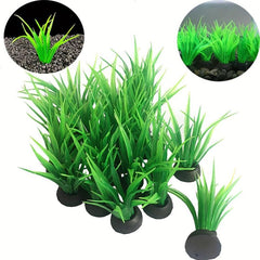 5pcs Pet Aquarium Plants Small Plastic Artificial Mini Grass Set