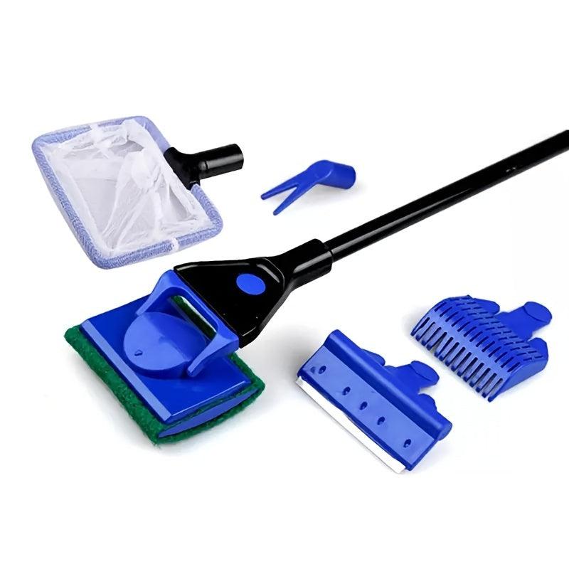 5-in-1 Aquarium Cleaning Set Gravel Rake Algae Scraper Fork Sponge Brush