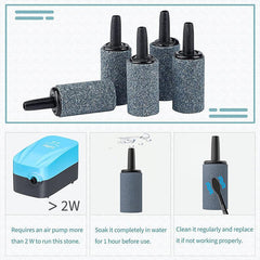 10pcs Grey Aquarium Air Stone Cylinder Diffuser for Nano Air Pumps