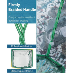 Aquarium Fish Net With Braided Metal Handle Fish Catch Nets