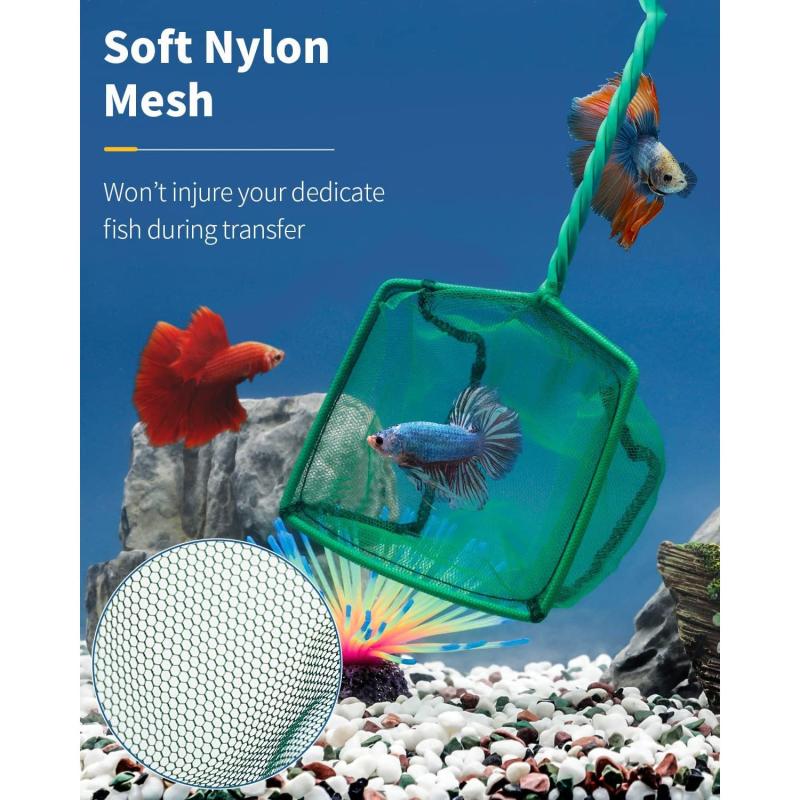 Aquarium Fish Net With Braided Metal Handle Fish Catch Nets