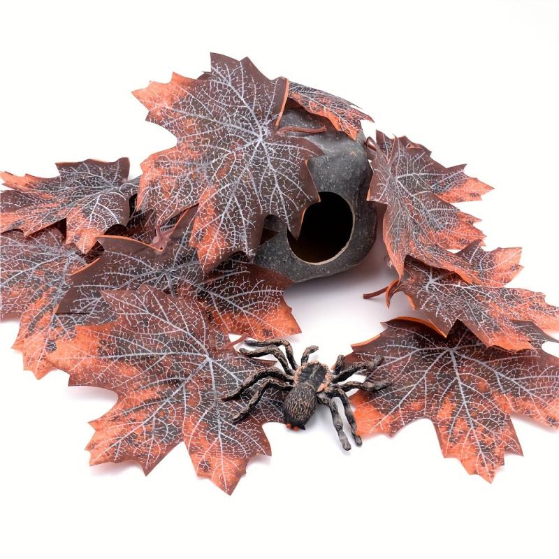 12pcs Reptile Leaves Spider Hides Cave Small Animal Hideaway Pet Toys
